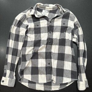 Sonoma Men's Plaid Button Down Shirt - Gray and White